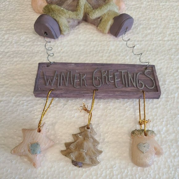 Pastel Santa Hanging Mobile Ornament Christmas Tree Mitten Star Winter Greetings - Picture 2 of 6